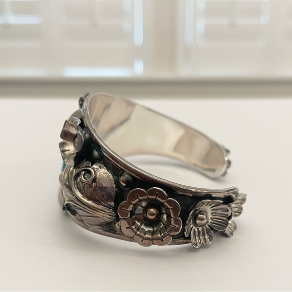 Domingo Sterling Silver Butterfly Turquoise Cuff Bracelet - Picture 4 of 13